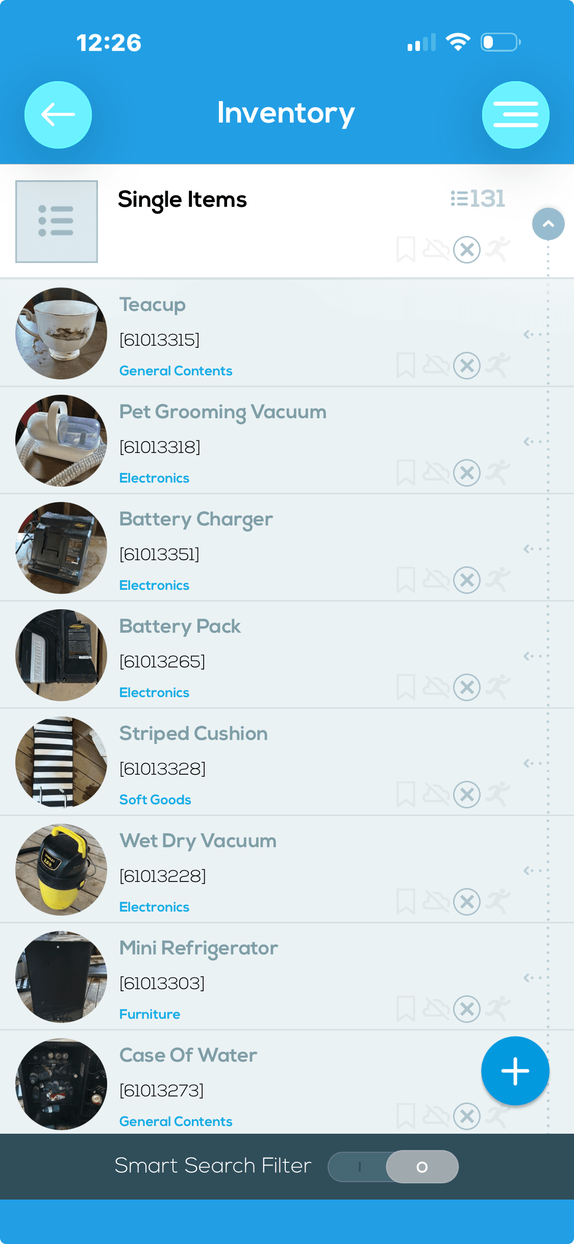 The same iCat valuation and schedule of loss on an iPhone in the field